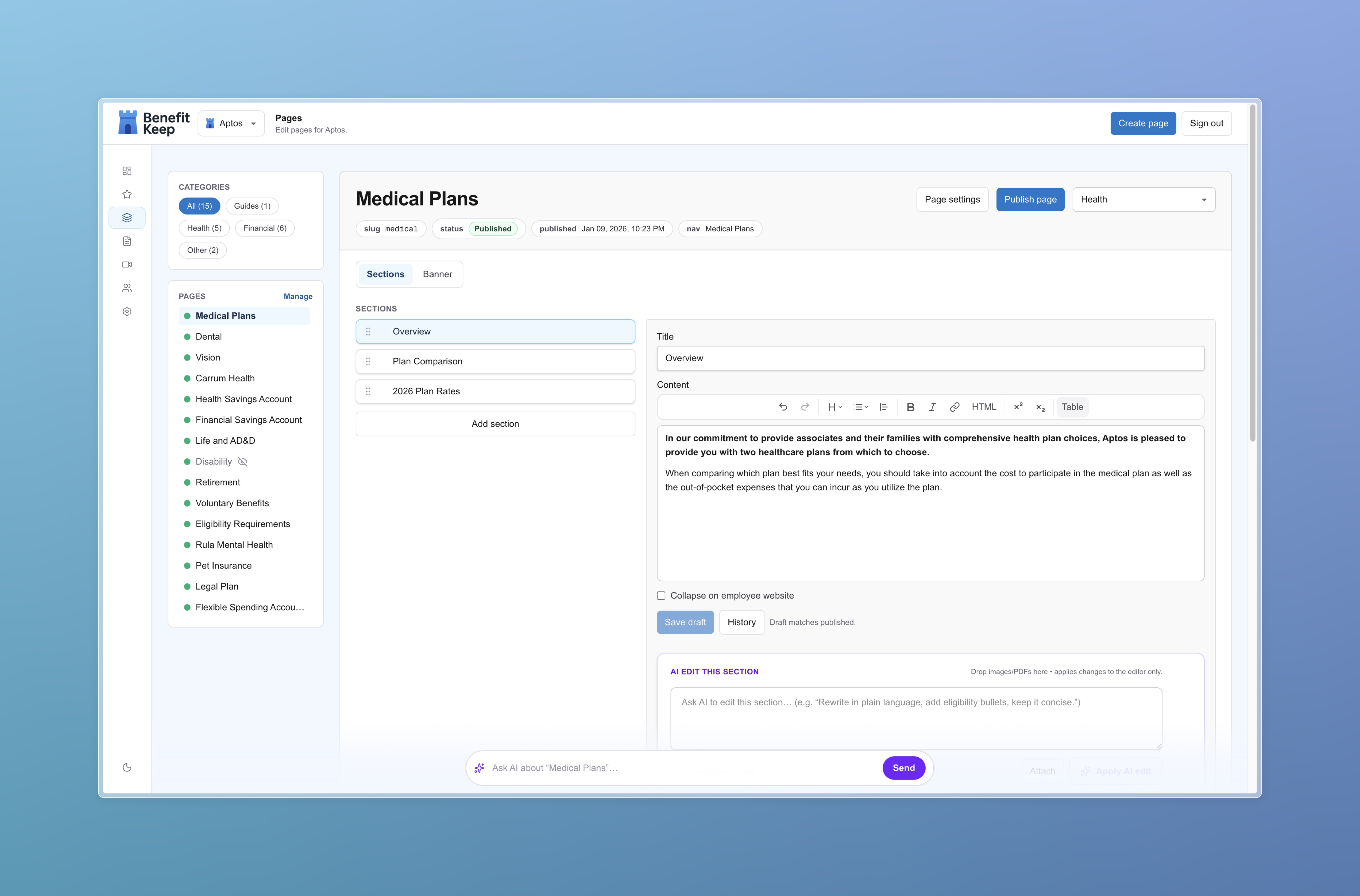 Benefit Keep editor screenshot